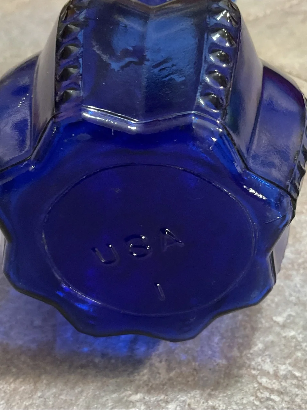 Indiana Glass Cobalt Blue Fluted Beaded Vase vintage